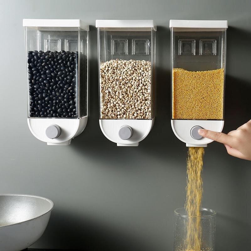 Wall-Mounted Cereal Storage Boxes, cool gadgets, kitchen hacks, kitchen haxxs, kitchen products, cereal box, food box, grain box, food storage