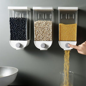 Wall-Mounted Cereal Storage Boxes, cool gadgets, kitchen hacks, kitchen haxxs, kitchen products, cereal box, food box, grain box, food storage
